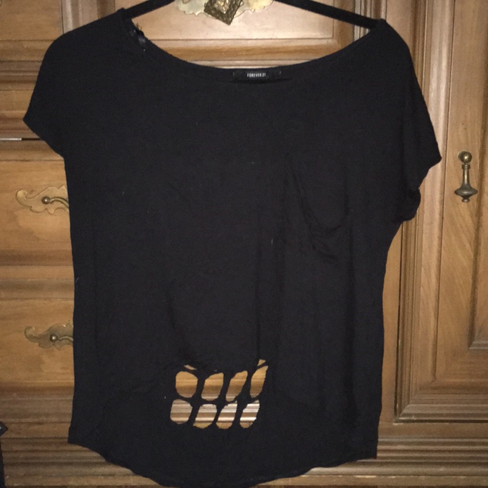 Emo Crop Top Tee Mesh Back